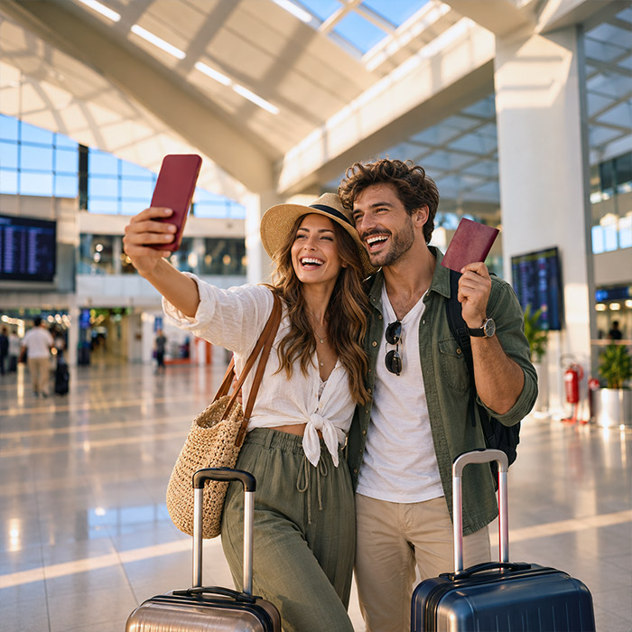 Couple en vacances grâce à un prêt personnel au Luxembourg avec Prêts.lu