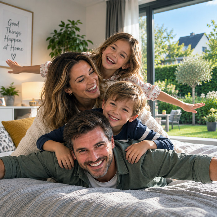Famille au budget apaisé après un regroupement et rachat de crédits au Luxembourg avec Prêts.lu
